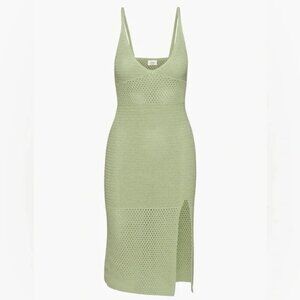 Aritzia Wilfred Evie Crochet Midi Dress Sage Pale Green Size Small